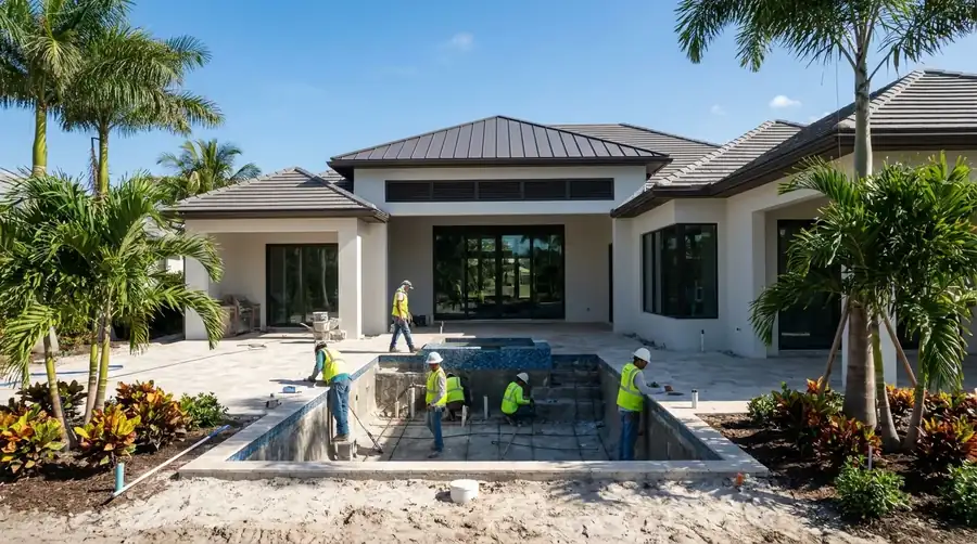 Formed new pool with plumbing rough-in in Naples, Florida